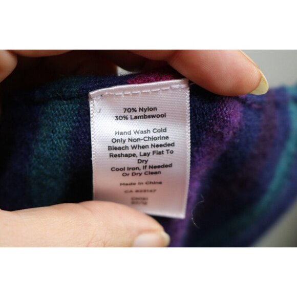 Talbots Long Sleeve Open Cardigan-Lamb's Wool-Stripes-Size Medium - Picture 7 of 11